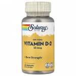 Solaray kuivvorm D2-vitamiin 25mcg k&ouml;&ouml;giviljakapslid, 60 tk