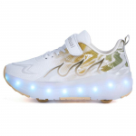 Laste valgustega spordijalan&otilde;ud H&otilde;&otilde;rumisjalatsid &Uuml;hev&auml;rviline Maagiline Takjapael Laetav Kahe rea neljarattalised rulluisukingad 29 khaki/beež