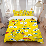 3-osaline voodipesukomplekt SpongeBob Expressions Sisaldab 1 tekki + 2 padjap&uuml;&uuml;ri, ilma padjat&auml;idisteta, pehme ja mugav, a0910234 135x200cm