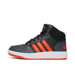 Adidas Neo Hoops 2.0 Mid K Casual Slip Resistant Abrasion Resistant Mid top Kids' Skateboarding Shoes Black Red Kids' GZ7768 30.5 black