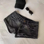 Suvised naised Y2k t&auml;navariided Gyaru Harajuku mood Grunge, vintage, kokett, madal 2000. aastate teksap&uuml;ksid, teksap&uuml;ksid, kuumad p&uuml;ksid Jaapani S must
