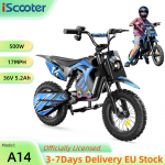 iScooter A14 27KM/H Laste elektriline mootorratas 14-tollise rehiga 500W mootor 36V/5.2Ah aku Kahekordne amortisaator Bluetoothiga Elektrilised jalgrattad A14 Blue 27KM/H sinine