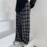 Retro Teismelised Harajuku Suur Suurus Hip Hop T&auml;navar&otilde;ivad S&uuml;gis Naiste Ruudulised P&uuml;ksid Vabaaja &Uuml;le suuruse L&otilde;dvad Laiad Jalgadega P&uuml;ksid S must
