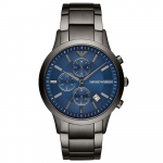 Emporio Armani AR11215 Kronograaf Sinise sihverplaadi ja p&uuml;ssirohuv&auml;rvi rihmaga meeste k&auml;ekell 43mm hall