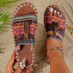 Uued naiste v&auml;rvilised etnilise stiiliga sussid suvised &uuml;marne nina suur suurus sandaalid vabaaja ranna libisemiskindlad kerged kingad Zapatos Mujer 36