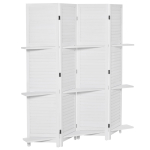 Siseuksest puidust ruumijagaja 4 paneeli 160 x 170 cm, Kokkupandav ruumijaotur 3 riiuliga, Vahesein elutuppa, magamistuppa, koju, valge 160 x 1.9 x 170 cm