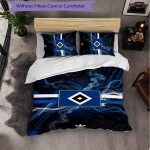 Hamburger SV Jalgpall 3-osaline Voodipesukomplekt Pehme Tekikott Komplekt Padjap&uuml;&uuml;ridega Tr&uuml;kitud Magamistoa Dekoorikomplekt Kodu jaoks 135cm*200cm