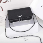 Naiste Minikandiline Crossbody Kott Tiibade Motiiviga Neetide Kettrihm PU Nahk Pehme V&auml;ike &Otilde;lakott Black Rivet Small Size with Box black