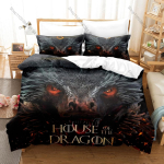 Lahe Maja draakoniga Voodipesukomplekt Tekikott + 2 padjap&uuml;&uuml;ri Must draakon Targaryen Keskaja fantaasia Magamistoa dekoratsioon EU Single 135*200cm/53x79in 3pcs gray