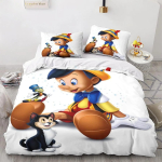 3D Prinditud Pinocchio Tekikott Padjap&uuml;&uuml;r Pinocchio Voodipesukomplekt T&auml;iskasvanu Poiss T&uuml;druk Magamistoa Kaunistus Lapsed &Uuml;heinimesevoodi Kaheinimesevoodi 140cmx200cm