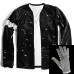 Imitaator Michael Jacksoni kost&uuml;&uuml;mid Jakk Must litritega K&auml;epael Kindel &Uuml;ler&otilde;ivad Cosplay XS（old）&Michael Jackson black