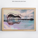 HUACAN Diamond Mosaic Landscape 5D DIY Teemantmaali kitarr Full Square Drill Decor Avaleht 20*30 cm