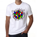 ULTRABASIC &ndash; ULTRABASIC &ndash; graafiline Unisex Cube Rubik Magie T-s&auml;rk XS valge