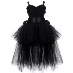 Must t&uuml;drukute tutu kleit t&uuml;llist V-kaelusega rongile lapse &otilde;htune s&uuml;nnip&auml;evapeokleit lastele Halloweeni kost&uuml;&uuml;m S (1-2 Years) must