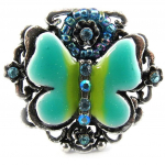 Les Tr&eacute;sors De Lily [G0164] - Bague Cr&eacute;ateur 'Bouquet Fleury' turquoise t&uuml;rkiissinine