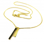 Les Tr&eacute;sors De Lily [P8092] - Collier acier 'Boho' noir dor&eacute; - 25x5 mm must
