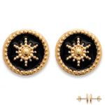 Les Tr&eacute;sors De Lily [Q8469] - Boucles Plaqu&eacute; Or 'Cleopatra' noir dor&eacute; - 9 mm (&eacute;toile) must