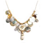 Les Tr&eacute;sors De Lily [Q8776] - Collier Cr&eacute;ateur 'Acapulco' beige gris argent&eacute; - 100x35 mm beež