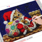 5D Teemantmaaling Kass t&auml;isruudukujuline kunst kivim&uuml;&uuml;k Teemanttikandid Loomamosaiik Talvine j&otilde;ulukaunistus Full Round 20X30CM