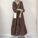 ZANZEA Naiste vabaaja V-kaelusega pikkade varrukatega kleit S kohv