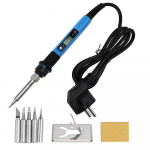 80 W jootekolb, reguleeritava temperatuuriga LCD digitaalne elektriline jootmise &uuml;mbert&ouml;&ouml;tamine, jootetraadi otsikute komplektiga jootekolb sinine