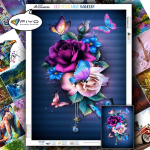 30x40 5D teemantmaal Lilled ja liblikad Teemanttikandid Ristpistes T&auml;isruudukujuline teemantmosaiik Kodukaunistus