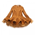 Talvine s&uuml;gis soe paks laste t&uuml;drukute kampsun, kootud kleit, &uuml;hev&auml;rviline pikkade varrukatega &scaron;ifoonkleit 110 pruun