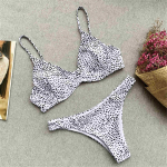 V&auml;ikeste kivit&auml;ppidega tr&uuml;kitud k&otilde;rge l&otilde;ikega bikiinid naiste ujumistrikoo, naiste ujumisriided, kaheosaline bikiinikomplekt supluskost&uuml;&uuml;m S must