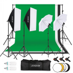 Andoer Fotokomplekt 1,8*2,7m Must Valge Roheline Puuvillane Taust 3 tk Kala-laadne Kinnitusklamber 1 tk UK Plug