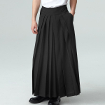 INCERUN Kevadmood Meeste K&otilde;rge v&ouml;&ouml;kohaga plisseeritud pikad p&uuml;ksid K&auml;rbitud laiad p&uuml;ksid Solid casual Maxi p&uuml;ksid Plus Size XL must