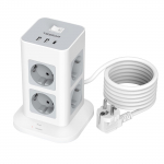 TESSAN Black Tower toiteriba vertikaalne &uuml;lekoormuskaitse 6/8 vahelduvvoolu pistikupesaga 3/4 USB-porti 2M pikendusjuhe (2500W / 10A) kodu, kontori jaoks 8 Outlets 1Type-C 2 USB A hall v&auml;rv