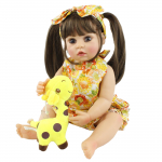 BZDOLL 55 cm kogu kehaga silikoonist Reborn Baby Doll m&auml;nguasi Realistlik 22-tolline vin&uuml;&uuml;list elus beebide kleit Printsessi v&auml;ikelapse t&uuml;drukule s&uuml;nnip&auml;evakingitus 55cm, Brown eyes