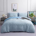 Voodipesu K&auml;sit&ouml;&ouml; l&otilde;igatud lill Lihtne &uuml;hev&auml;rviline kolmeosaline tekikattega padjap&uuml;&uuml;ri komplekt 9-suurusega butiikkomplekt 135*200cm(2pcs) sinine