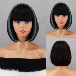 MERISIHAIR roosad l&uuml;hikesed bob mustad s&uuml;nteetilisest kiust sirged parukad naistele Lolita Party Cosplay igap&auml;evaseks kasutamiseks 8