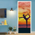 Jooga Sport Muster Uksekleebised Jalgpall Korvpall 3D Tapeet Magamistoa Poistetuba Klaasaken Privaatsuskaane Sissep&auml;&auml;su plakat 77x200cm(Cut 2 pcs)