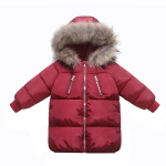 Uued lasteriided paksendatud puuvillast polsterdatud mantel Beebi talveriided karusnahast krae mantel 90cm sinine