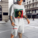 Suvised BoB Marley Reggae T-s&auml;rgikomplektid Mood Jooksmine L&uuml;hikeste varrukatega Harajuku &Uuml;likond Meeste Spordidress 3D Prinditud Hingavad riided 6XL M