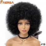 Afro Kinky lokkis parukas tukkidega L&uuml;hikeste kohevate juustega Parukad mustadele naistele S&uuml;nteetilised Ombre Liimivaba Cosplay Naturaalne Pruun Must Roosa 10 inch