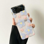 Samsung Galaxy Z Flip 4 Case 3 k&auml;sitsi joonistatud lilledega l&auml;bipaistvad kokkupandavad &uuml;mbrised Samsung Z Flip 3 p&otilde;rutuskindla k&otilde;va tagakaane jaoks Galaxy Z Flip 4