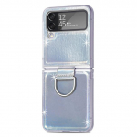 Samsungi Z Flip 4 3 Zflip4 &uuml;mbrise jaoks V&auml;rviline Laser Glitter Ring Bracket Nahast kokkupandav p&otilde;rutuskindel silionist tagakaane tarvikud For Samsung Z Flip 3 h&otilde;be
