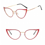 Metallist Cat Eye Anti-sinine hele prillide raam 2023 New Ins Naiste Euroopa ja Ameerika &Uuml;hendriigid Fashion Trend Metal Flat Prills punane