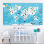Cartoon Ookeani Loomade Maailmakaart Seinakunst L&otilde;uendimaal P&otilde;hjamaade plakatid ja tr&uuml;kised Lasteaia seinapildid Lastetoa kaunistamine 20cm&times;40cm NoFrame