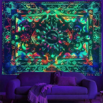 Blacklight Galaxy Gobel&auml;&auml;n Trippy Planet UV-reaktiivne juga Maastik Sein Naljakad seinavaibad Saladuslik Seene Bohemia Tapiz 150x130cm