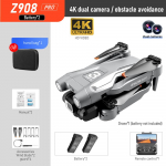 2024. aasta uus Z908 Pro MAX Drone 4K HD Professional ESC kahe kaameraga optilise voolu positsioneerimine tuulekindel 2,4G WIFI takistuste v&auml;ltimise nelikkopter Dual 4K 2B Gray