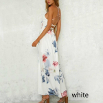 Naiste suvine tr&uuml;kitud Olkaimeta kleit Mere&auml;&auml;rne Ebakorrap&auml;rased Pikad Kleidid Volangid Sifonkist Maxi Kleidid S valge