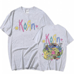 Korn Cartoon Rock Band Music albumi T-s&auml;rk Meeste Vintage Metal Gothic Suurem&otilde;&otilde;tmeline T-s&auml;rk T&auml;navar&otilde;ivad Suvised l&uuml;hikeste varrukatega T-s&auml;rgid XXL