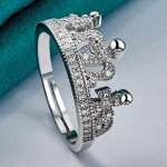 925 naelsterlingit h&otilde;bedane kuninganna krooniga s&otilde;rmus naistele, moeehted Resizable