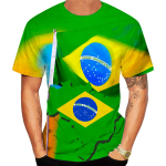 Centenary of Brasil Meeste T-s&auml;rk Suvine O kaelusega Pullover L&uuml;hikeste varrukatega Moodsad r&otilde;ivad Brasiilia lipp Suurem&otilde;&otilde;dulised meester&otilde;ivad 6XL