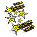 Rockstari energiakomplekti jaoks Vin&uuml;&uuml;lkleebiste kleebised auto veoauto Dirt Bike Kiivri kujundamine Dekoratiivsed tarvikud black