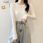 S&uuml;gistalvine Slim Fit pikkade varrukatega alumised topid Naiste kampsun Kootud riided Moodsad &uuml;hev&auml;rvilised &uuml;markraega pullover 28534 One Size aprikoosi